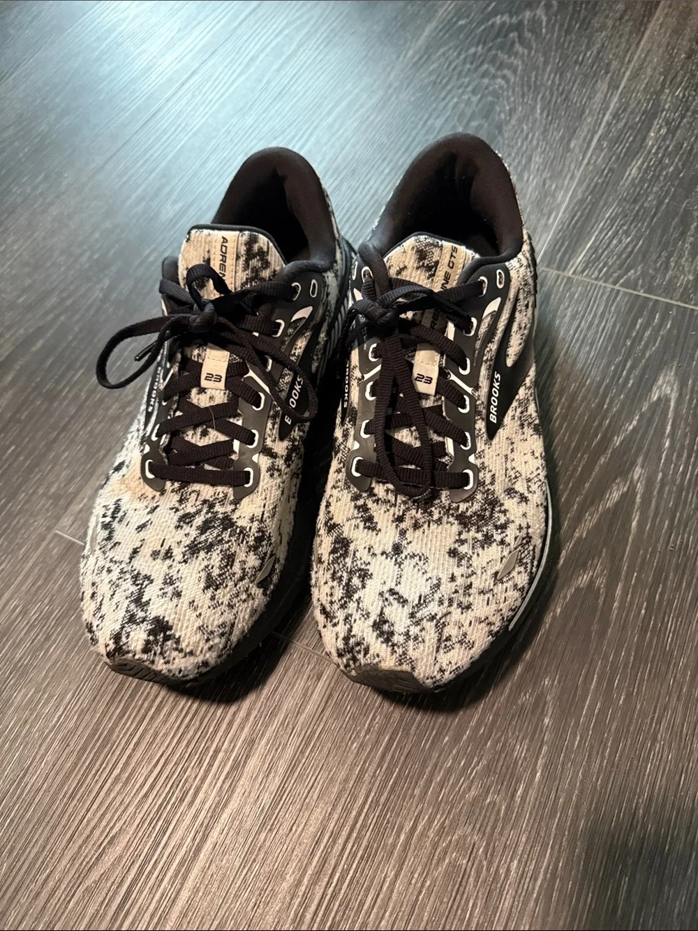 Brooks Black and White Knit Athletic Running Shoes